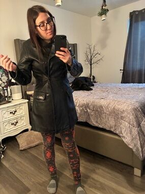 Women's Black Real Leather Coat